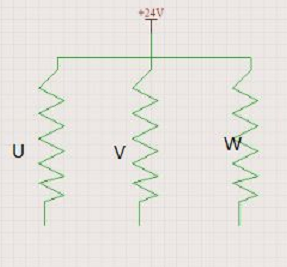 圖為單項導通的UVW連接圖